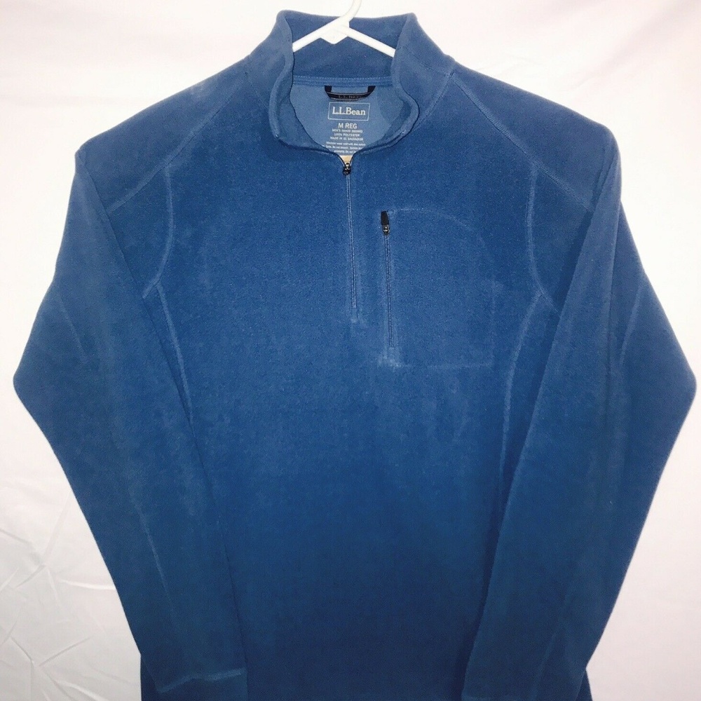 LL Bean Men's Medium Fleece Pullover Jacket blue